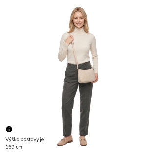 Malá minimalistická crossbody kabelka s hebkým povrchom Tangerin materiál syntetická koža zapínanie na zips farba béžová veľkosť malá 7016 SAN Na postave