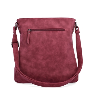 Štýlová crossbody kabelka s čistým dizajnom Tangerin materiál syntetická koža zapínanie na zips farba vínová veľkosť stredná 1101 BO Zozadu