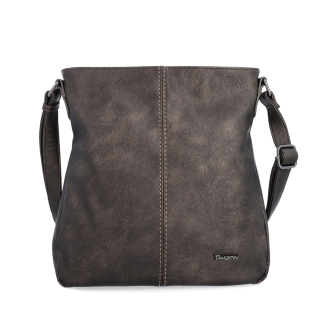 Crossbody kabelka s jednoduchým prešívaním Tangerin materiál syntetická koža zapínanie na zips farba sivá veľkosť stredná 8003 ANT Spredu