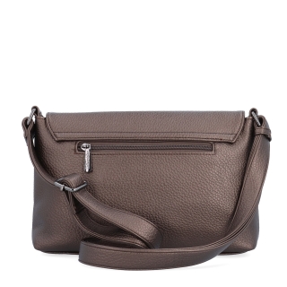 Elegantná crossbody kabelka s klopou Le Sands materiál syntetická koža zapínanie s chlopňou farba metalíza veľkosť malá 4652 BR Zozadu