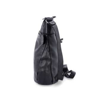 Vintage kožená crossbody kabelka Noelia Bolger materiál kože zapínanie na zips farba čierna veľkosť stredná NB 2004 C Z boku