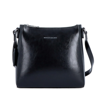 Nadčasová crossbody kabelka z pravej kože Noelia Bolger materiál kože zapínanie na zips farba čierna veľkosť malá NB 0079 C Spredu