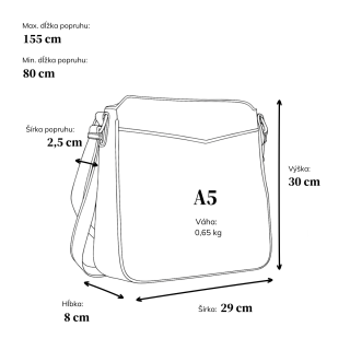 Stredná crossbody kabelka s predným vreckom na cvoček Carmelo materiál syntetická koža zapínanie na zips farba béžová veľkosť stredná 4331 BE Rozmery