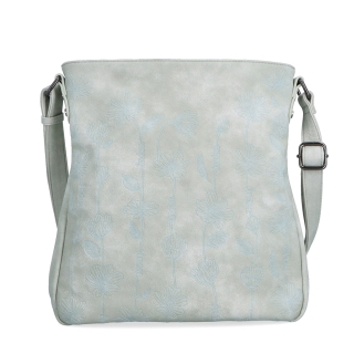 Priestranná crossbody kabelka s motívom Indee materiál syntetická koža zapínanie na zips farba sivá veľkosť stredná 6327 S Spredu