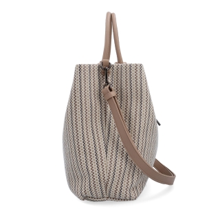 Priestranná shopper kabelka s originálnymi uchami Le Sands materiál syntetická koža zapínanie na zips farba béžová veľkosť veľká 4613 BE Z boku