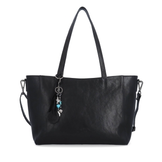 Veľká kožená crossbody kabelka s príveskom Noelia Bolger materiál kože zapínanie na zips farba čierna veľkosť veľká NB 3109 C Spredu