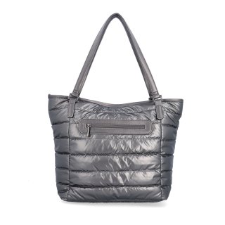 Shopperka cez rameno z nadýchaného materiálu Carmelo materiál nylon zapínanie na zips farba metalíza veľkosť veľká 4385 TI Zozadu