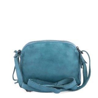 Kvalitná kožená crossbody kabelka Noelia Bolger materiál kože zapínanie na zips farba tyrkysová veľkosť malá NB 2408 TYR Zozadu