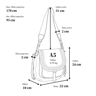Kožená crossbody kabelka so zdobenou chlopňou Noelia Bolger materiál kože zapínanie s chlopňou farba červená veľkosť stredná NB 2030 CV Rozmery