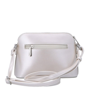 Minimalistická crossbody kabelka Le Sands materiál syntetická koža zapínanie na zips farba béžová veľkosť malá 7710 PRL Zozadu