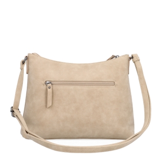 Dámska elegantná crossbody kabelka Tangerin materiál syntetická koža zapínanie na zips farba béžová veľkosť malá 1110 BE Zozadu