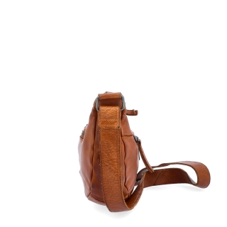Malá kožená moonbag kabelka Noelia Bolger materiál kože zapínanie na zips farba koňaková veľkosť malá NB 2411 KO Z boku