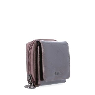 Elegantná lakovaná kožená peňaženka Carmelo materiál kože zapínanie na zips farba taupe veľkosť malá 2105 L T Polobok spredu