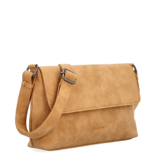 Praktická crossbody kabelka s klopou Tangerin materiál syntetická koža zapínanie na cvok farba koňaková veľkosť stredná 1116 CAM