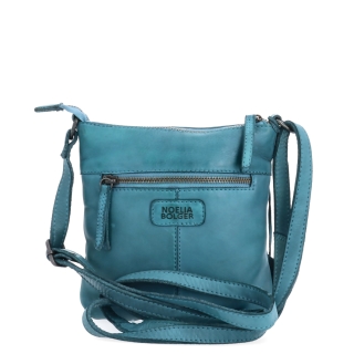 Elegantná kožená crossbody kabelka Noelia Bolger materiál kože zapínanie na zips farba tyrkysová veľkosť malá NB 2415 TYR Zozadu
