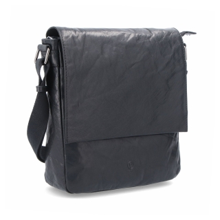 Kožená crossbody s chlopňou Poyem materiál kože zapínanie s chlopňou farba čierna veľkosť stredná 2207 Poyem C