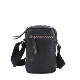 Malá kožená crossbody Poyem materiál kože zapínanie na zips farba čierna veľkosť malá 2220 Poyem C Spredu