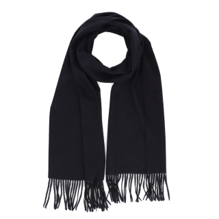 Elegantný jednofarebný šál so strapcami Noelia Bolger materiál Polyester s prímesou vlny farba čierna KZ003 - 01