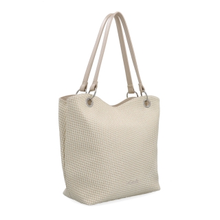 Praktická shopper kabelka so štruktúrovaným vnútrom Le Sands materiál syntetická koža zapínanie na zips farba béžová veľkosť veľká 4619 IVO