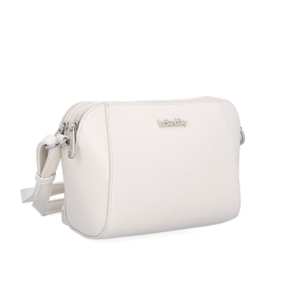 Menšia crossbody kabelka s dvoma vreckami Le Sands materiál syntetická koža zapínanie na zips farba béžová veľkosť malá 7716 BE