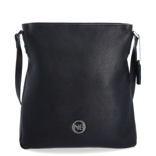 Minimalistická kožená crossbody kabelka na každý deň Noelia Bolger materiál kože zapínanie na zips farba čierna veľkosť stredná NB 3005 C Spredu