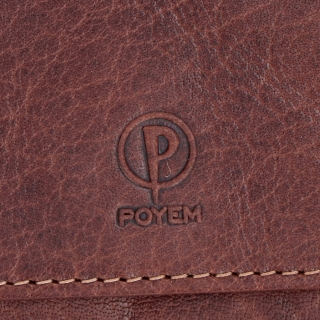 Elegantná peňaženka z pravej kože Poyem materiál kože zapínanie na cvok farba hnedá veľkosť malá 5241 Poyem H Logo
