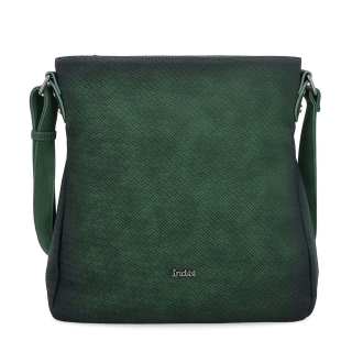 Stredná jednoduchá crossbody kabelka Indee materiál syntetická koža zapínanie na zips farba zelená veľkosť stredná 6317 TZE Spredu