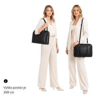 Dámska taška na notebook s crossbody popruhom Le Sands materiál syntetická koža zapínanie na zips farba čierna veľkosť veľká 7728 C Na postave
