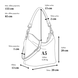 Elegantná kabelka s jemným leskom a praktickým tvarom Le Sands materiál syntetická koža zapínanie na zips farba metalíza veľkosť malá 4368 BR Rozmery