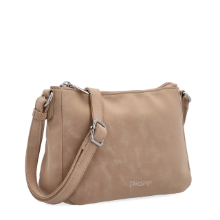 Malá minimalistická crossbody kabelka s hebkým povrchom Tangerin materiál syntetická koža zapínanie na zips farba béžová veľkosť malá 7016 SAN
