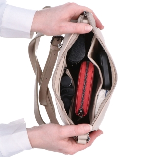 Kožená crossbody kabelka Noelia Bolger materiál kože zapínanie na zips farba sivá veľkosť malá NB 0074 SS Vnútro