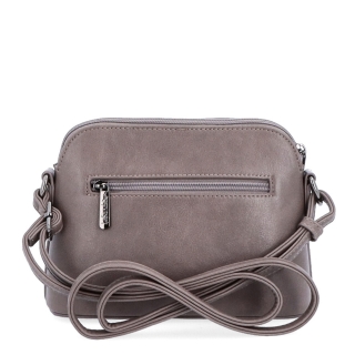 Minimalistická crossbody kabelka Le Sands materiál syntetická koža zapínanie na zips farba taupe veľkosť malá 7710 T Zozadu