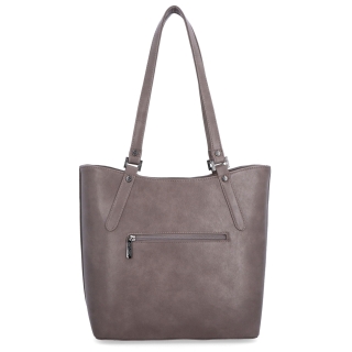 Priestranná shopper kabelka cez rameno Le Sands materiál syntetická koža zapínanie na zips farba taupe veľkosť veľká 7703 T Zozadu
