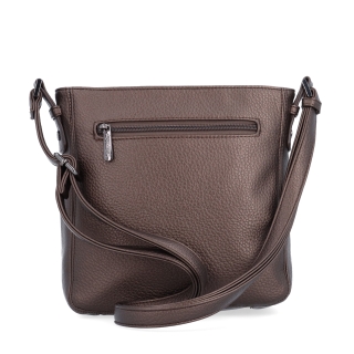 Praktická crossbody kabelka s predným vreckom Le Sands materiál syntetická koža zapínanie na zips farba metalíza veľkosť stredná 4653 BR Zozadu