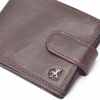 Kožená peňaženka na šírku Cosset materiál kože zapínanie na cvok farba hnedá veľkosť malá 4411 Komodo H Logo