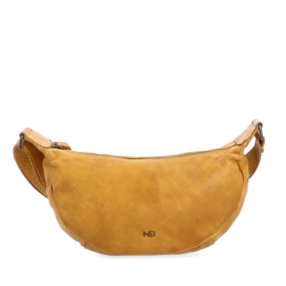 Malá kožená moonbag kabelka Noelia Bolger materiál kože zapínanie na zips farba žltá veľkosť malá NB 2411 ZLU Spredu