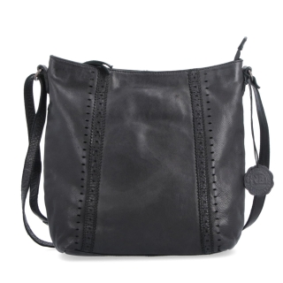 Kožená kabelka s perforáciou a nastaviteľným crossbody popruhom Noelia Bolger materiál kože zapínanie na zips farba čierna veľkosť stredná NB 2029 C Spredu