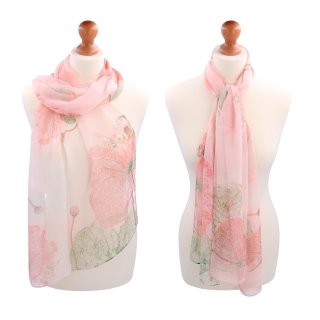 Ľahká šatka s kvetinovým motívom Noelia Bolger materiál polyester farba ružová KL502 - 03