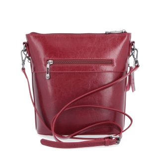 Elegantná kožená crossbody s retiazkou Noelia Bolger materiál kože zapínanie na zips farba červená veľkosť malá NB 0048 TCV Zozadu