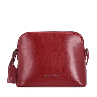 Minimalistická kožená crossbody kabelka na každý deň Noelia Bolger materiál kože zapínanie na zips farba červená veľkosť malá NB 0116 TCV Spredu