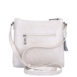 Nadčasová crossbody kabelka z pravej kože Noelia Bolger materiál kože zapínanie na zips farba biela veľkosť malá NB 0079 OW Zozadu
