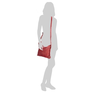 Kožená crossbody kabelka s moderným dizajnom Noelia Bolger materiál kože zapínanie na zips farba červená veľkosť malá NB 2400 CV Na postave