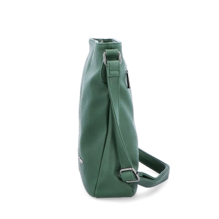Crossbody kabelka s jednoduchým prešívaním Tangerin materiál syntetická koža zapínanie na zips farba zelená veľkosť stredná 8003 TZE Z boku