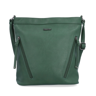 Crossbody kabelka s ozdobnými zipsami Tangerin materiál syntetická koža zapínanie na zips farba zelená veľkosť stredná 8050 TZE Spredu