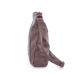 Asymetrická crossbody kabelka s prešívaním Tangerin materiál syntetická koža zapínanie na zips farba hnedá veľkosť stredná 8023 TH Z boku