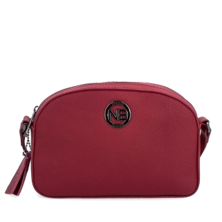 Malá kožená crossbody kabelka s vreckom na zips Noelia Bolger materiál kože zapínanie na zips farba červená veľkosť malá NB 3013 CV Spredu
