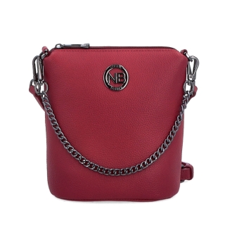 Malá kožená crossbody kabelka s výraznou retiazkou Noelia Bolger materiál kože zapínanie na zips farba červená veľkosť malá NB 3016 CV Spredu