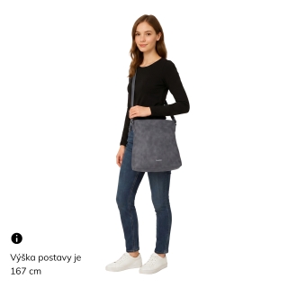 Štýlová crossbody kabelka s čistým dizajnom Tangerin materiál syntetická koža zapínanie na zips farba modrá veľkosť stredná 1101 TM Na postave