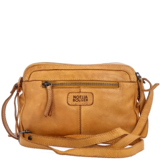 Minimalistická kožená crossbody kabelka Noelia Bolger materiál kože zapínanie na zips farba žltá veľkosť malá NB 2407 ZLU Zozadu
