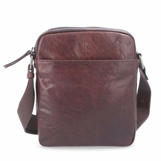 Kožená crossbody taška Poyem materiál kože farba hnedá veľkosť malá 2200 Poyem H Spredu